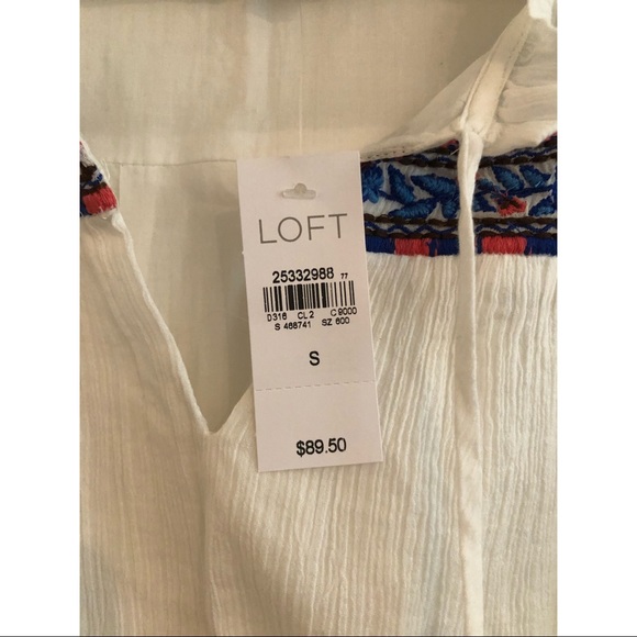 LOFT Embroidered White Dress - Picture 4 of 5